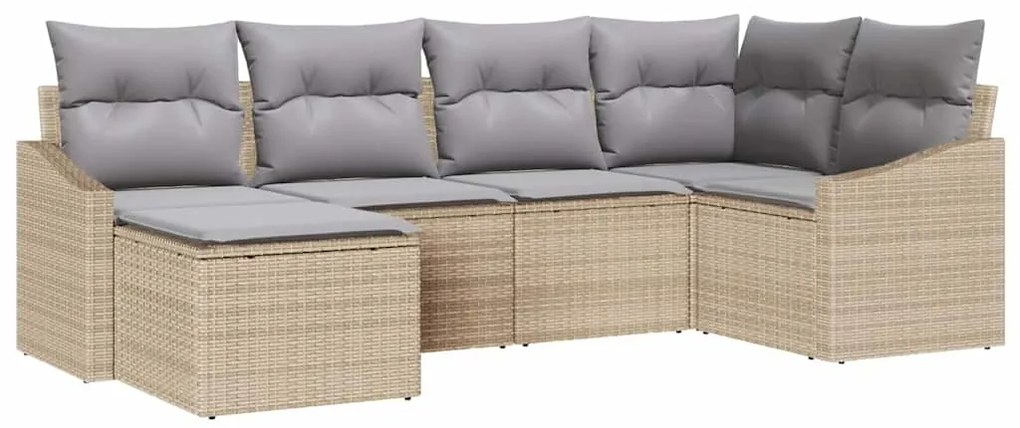 Conjunto de Jantar de Jardim com 6 Peças e Almofadas Bege em Rattan Si