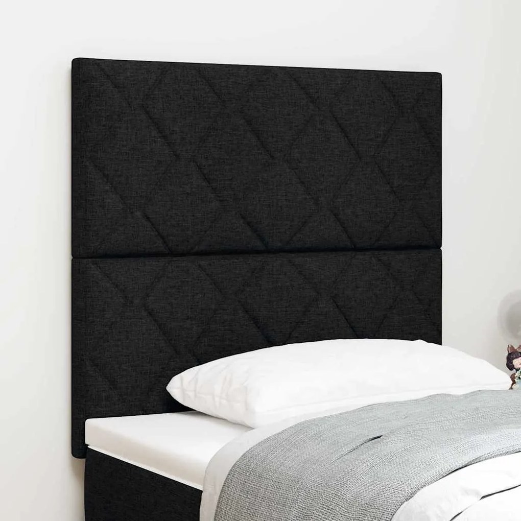 vidaXL Cabeceira Preta 90 cm - Design de Blocos de Diamante em Tecido