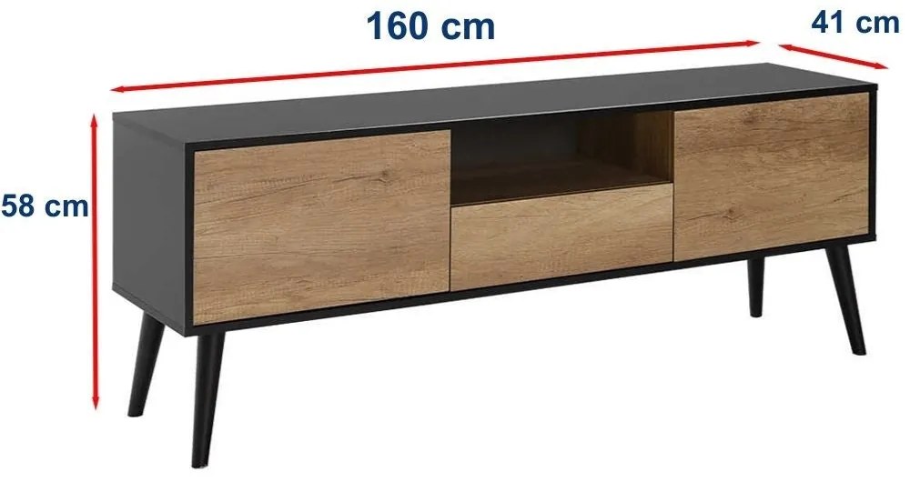 Móvel de TV "Maxim" – Preto &amp; Taupe – 160 x 58 x 41 cm – Design Modern