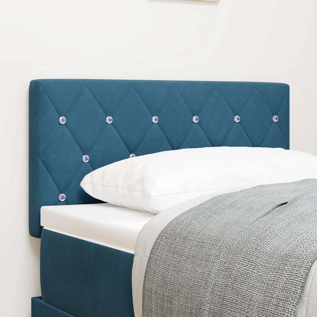 Cabeceira vidaXL Botão de Cristal Estofada Azul Escuro 80 cm Veludo