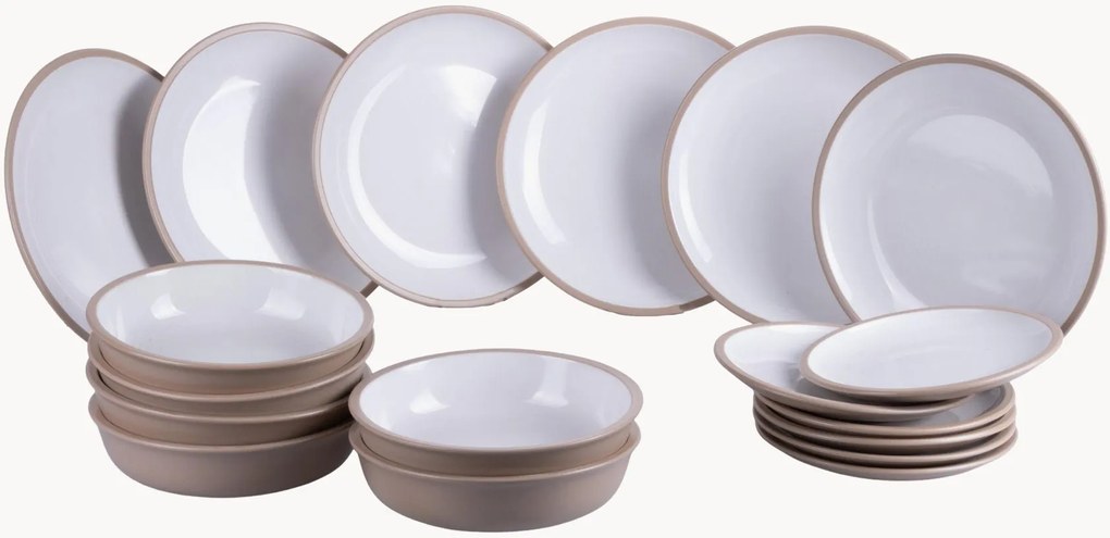 Conjunto de loiça em porcelana Bistrot, 6 pessoas, conjunto de 18