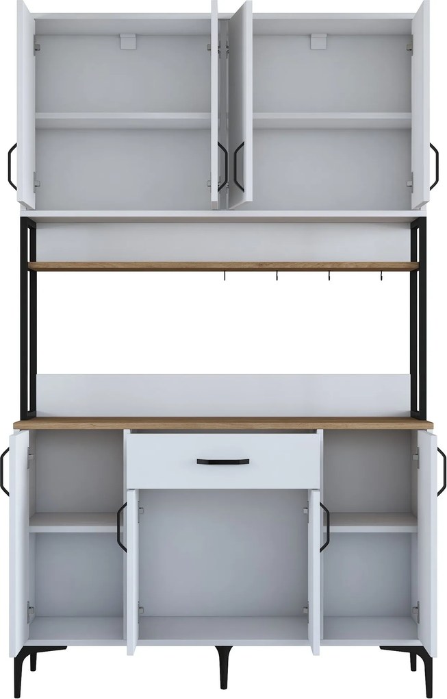 Armário Alto de Cozinha "Stella" - 120 x 198,6 x 40 cm - Nogueira e Br