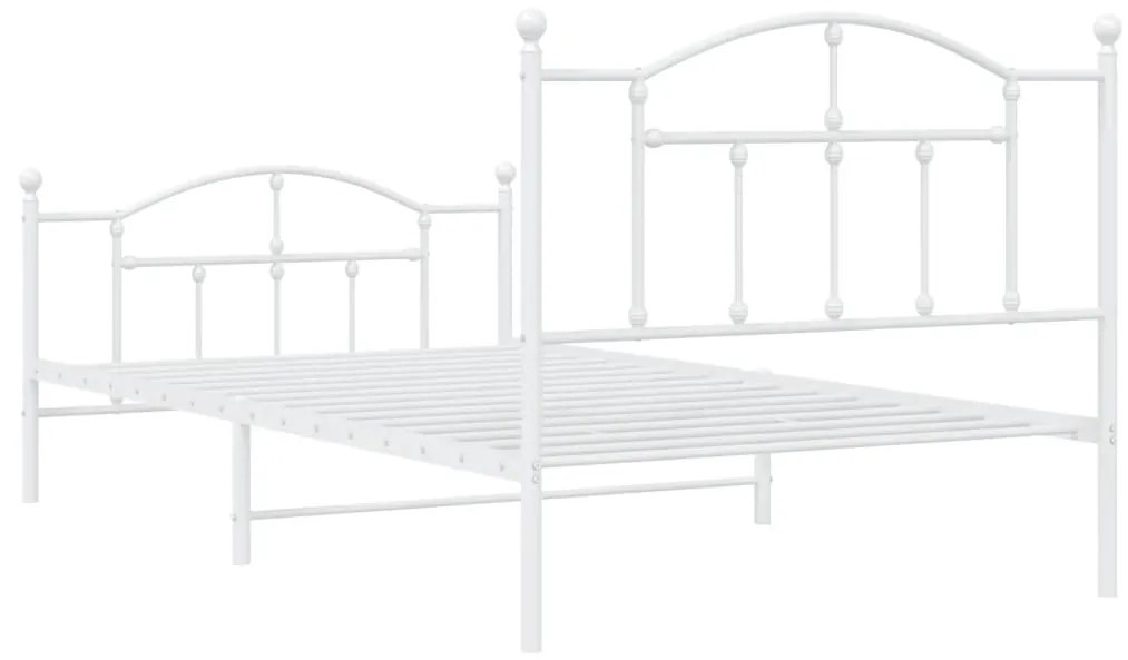 Estrutura de cama com cabeceira e pés 100x200 cm metal branco