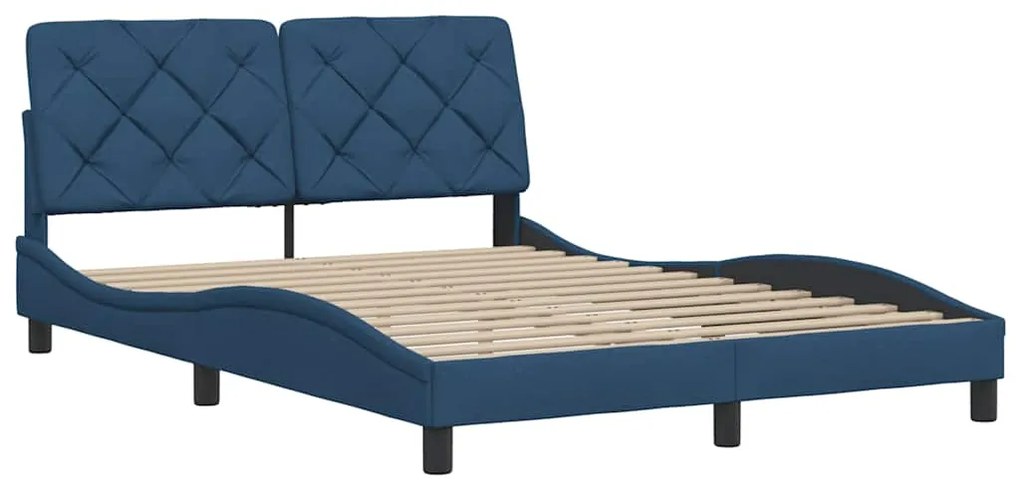 Estrutura de cama sem colchão 140x200 cm tecido azul