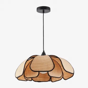 Candeeiro De Teto (ø50 Cm) Vidson Ráfia Natural - Preto - Sklum