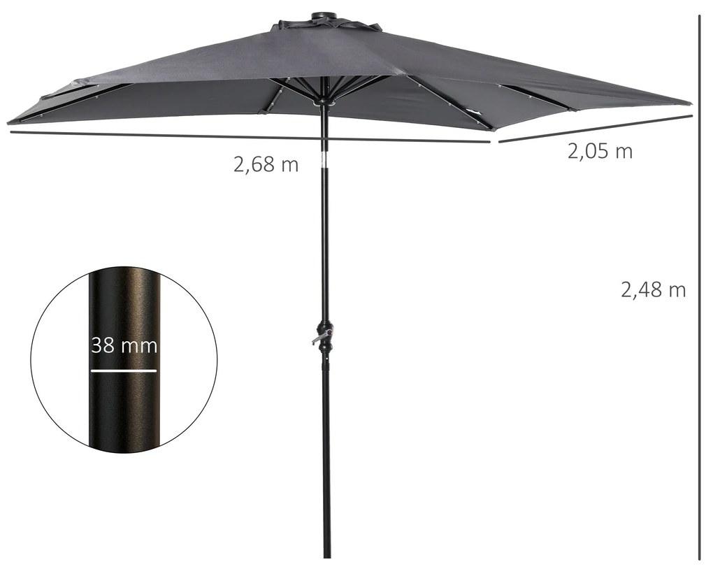 Chapéu de Sol com Luzes LED 268x205x248 cm Chapéu de Sol de Jardim Inc