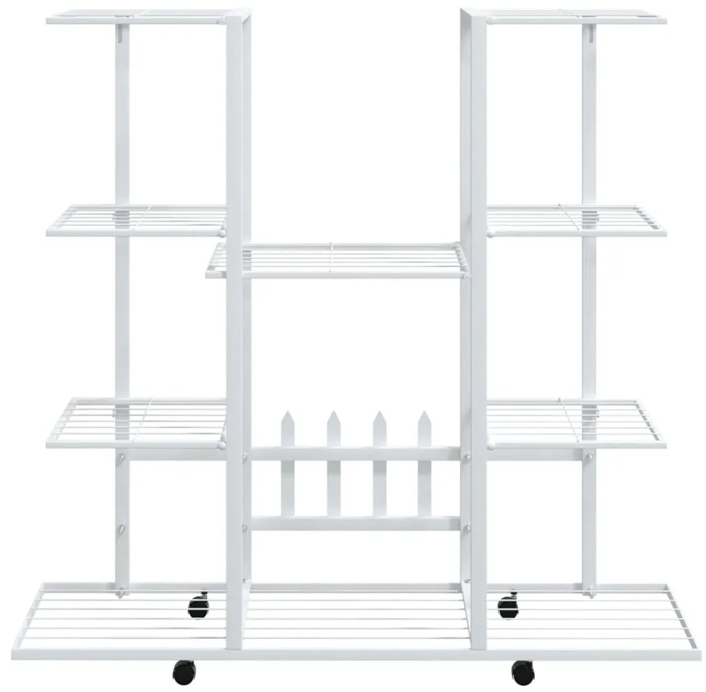 Suporte de vasos c/ rodas 94,5x24,5x91,5 cm ferro branco