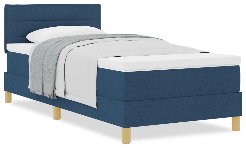 Cama Box Spring com Colchão Azul 80x200 cm Tecido