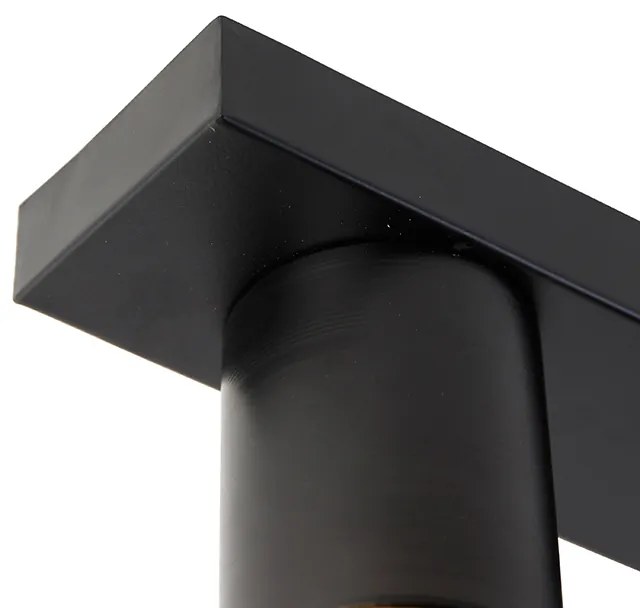 Luminária de teto industrial preto com dourado oblongo 3 luzes - Raspi Industrial
