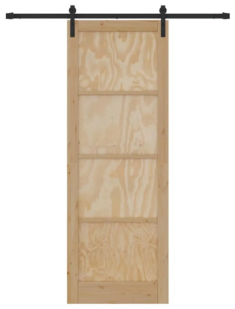 Porta Deslizante vidaXL com Conjunto de Ferragens 83x232 cm Madeira Só
