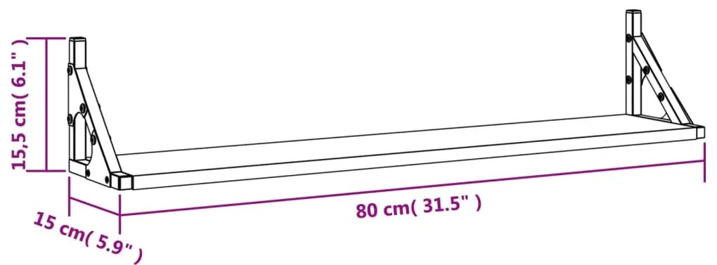 Prateleiras de parede 2pcs derivados de madeira carvalho fumado
