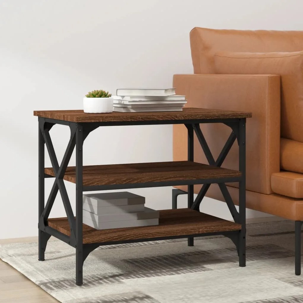 823336 vidaXL Mesa de apoio 55x38x45 cm derivados madeira carvalho castanho