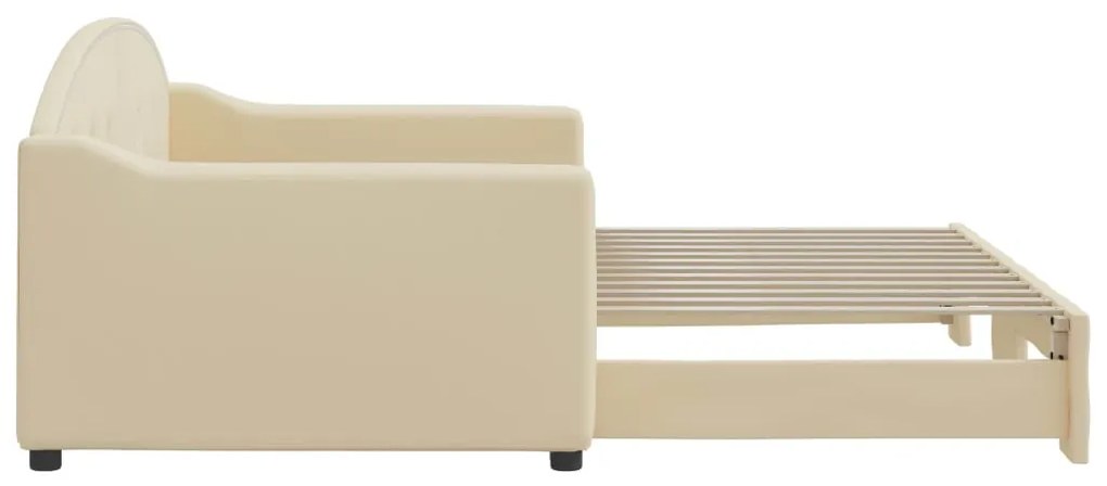 Sofá-cama com gavetão 90x200 cm tecido cor creme