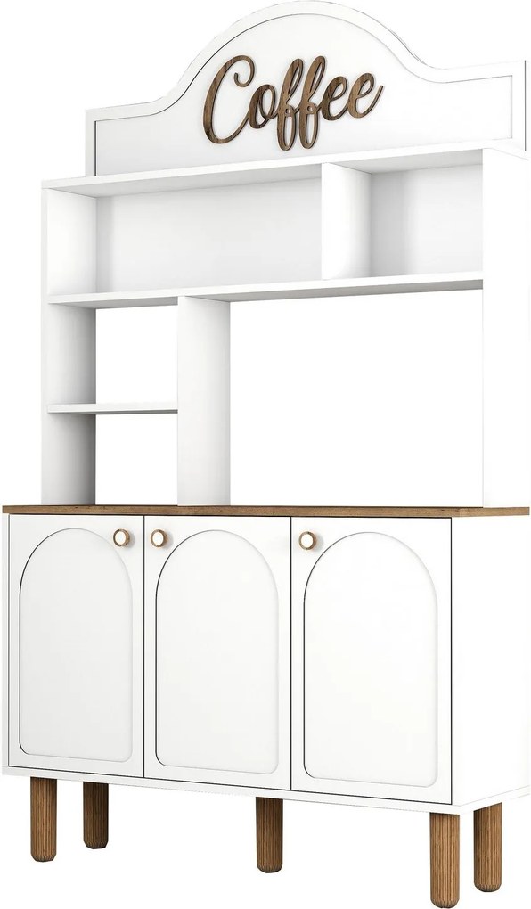 Armário Alto de Cozinha "Coffee" - 200x120x35 cm - Branco - Design Mod