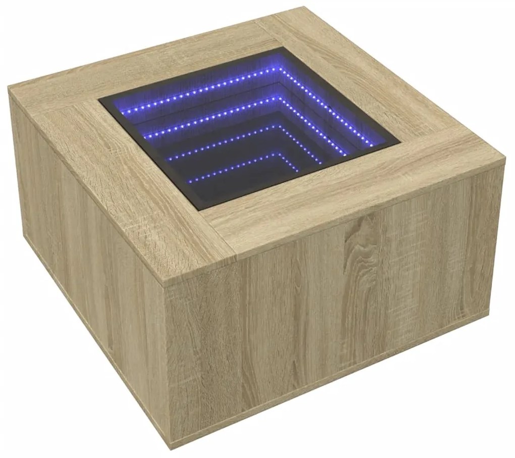Mesa de centro c/ LEDs 60x60x40 cm derivados de madeira
