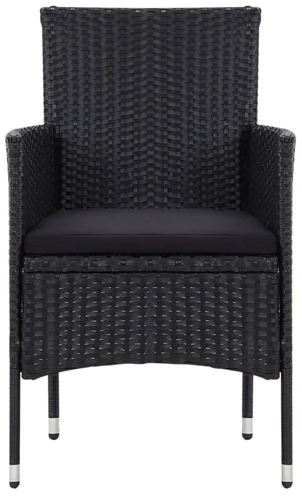 4 pcs conjunto lounge de jardim c/ almofadões vime PE preto
