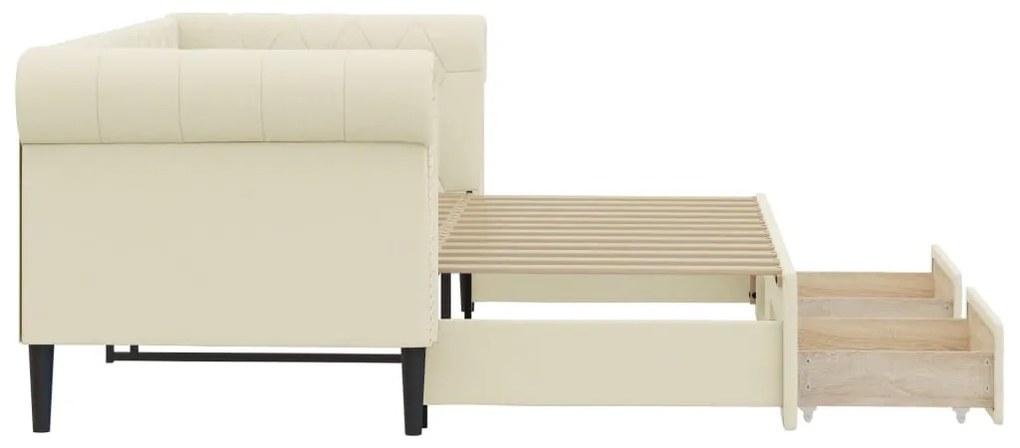 Sofá-cama c/ gavetão e gavetas 90x200 cm couro artif. cor creme