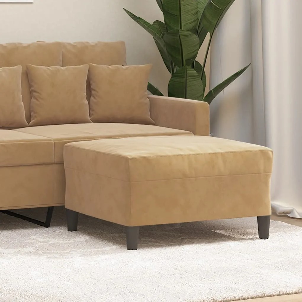 vidaXL Apoio de pés 70x55x41 cm veludo castanho