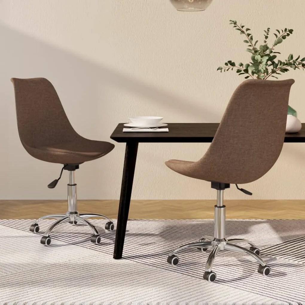 vidaXL Cadeiras de jantar giratórias 2 pcs tecido cinzento-acastanhado