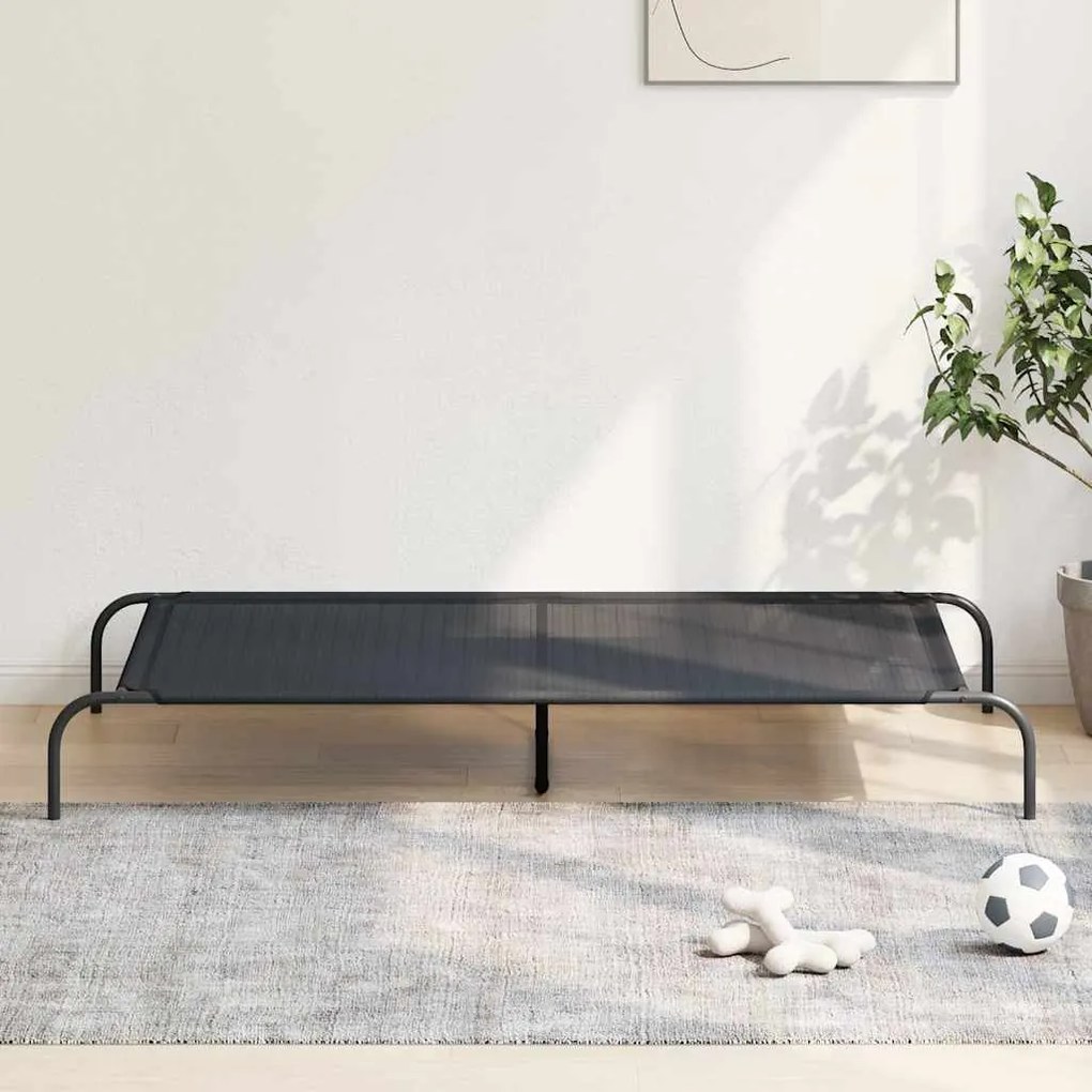 Cama para cães elevada 150x90x20 cm Textilene e aço preto
