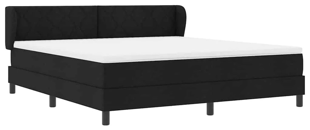 Cama Box Spring vidaXL com Colchão Preto 180x200 cm Tecido