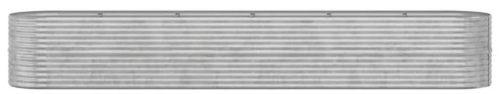 Canteiro elevado jardim 440x80x68cm aço revestido a pó prateado