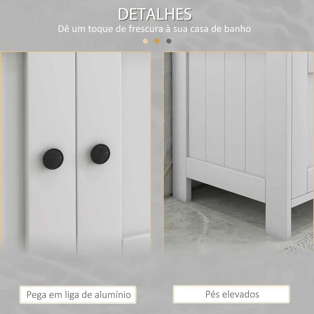 Móvel para Lavatório Pousar com Armário de 2 Portas Estante Aberto e Estante Ajustável Interior 60x30x60 cm Branco