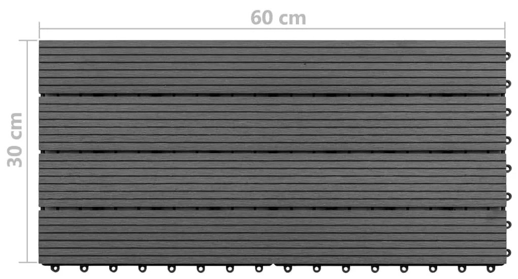 Ladrilhos 60x30 cm 6 pcs 1m² WPC cinzento