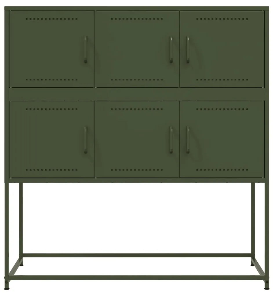 Aparador 100,5x39x107 cm aço verde-azeitona