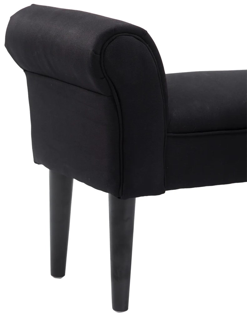 Banco de Pé de Cama Banco com Braços Curvados Estofado e Pés de Madeira Carga Máxima 130kg 102x31x51cm Preto