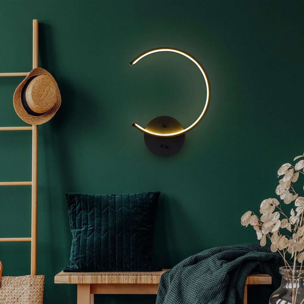 Candeeiro de Parede Moon – Preto – 33 x 46 x 6 cm