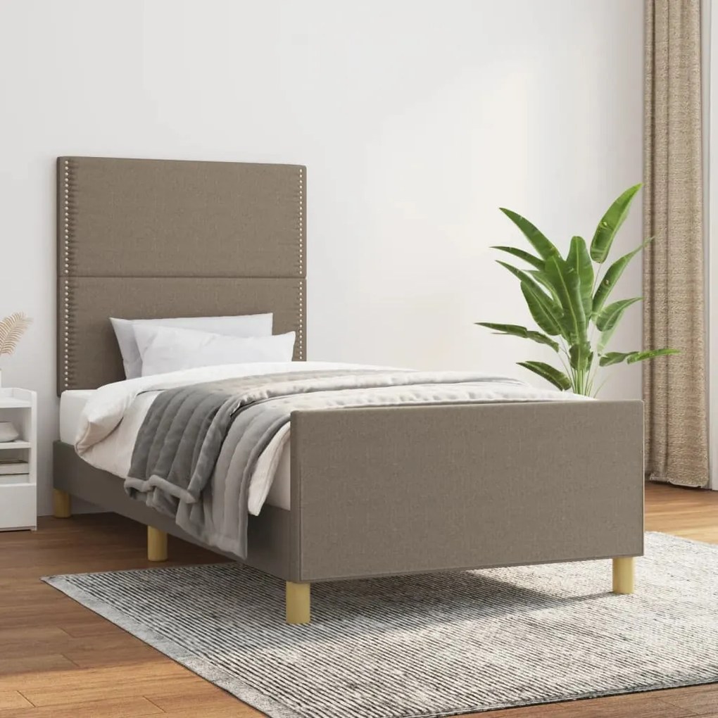 Estrutura de cama sem colchão 90x190 cm tecido cinzento