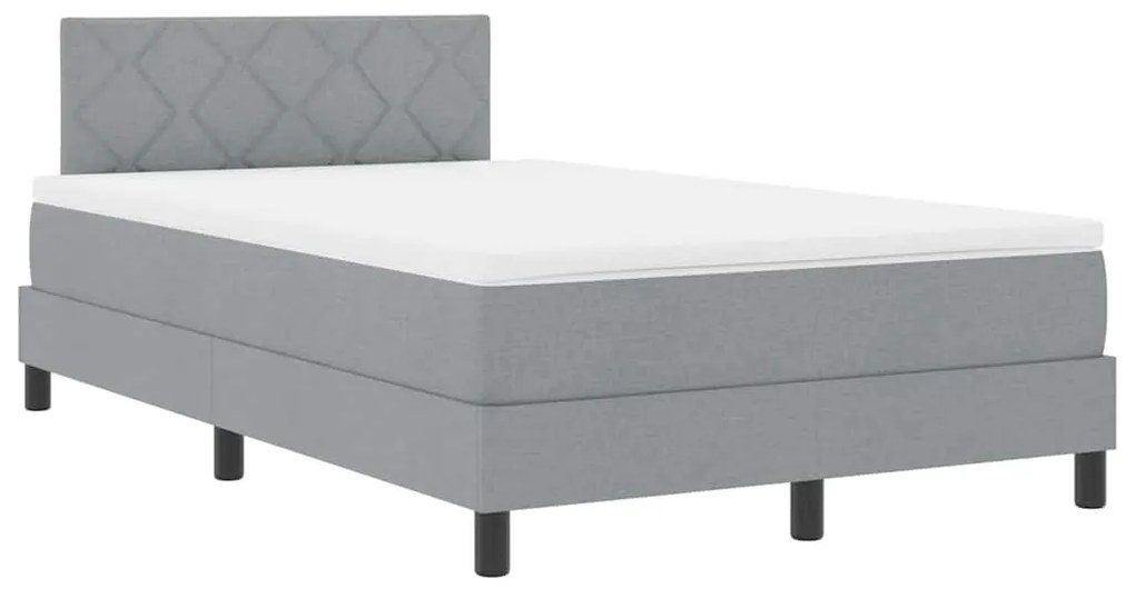 Cama Box Spring com Colchão &amp; LED Cinza Claro 120x190 cm Tecido