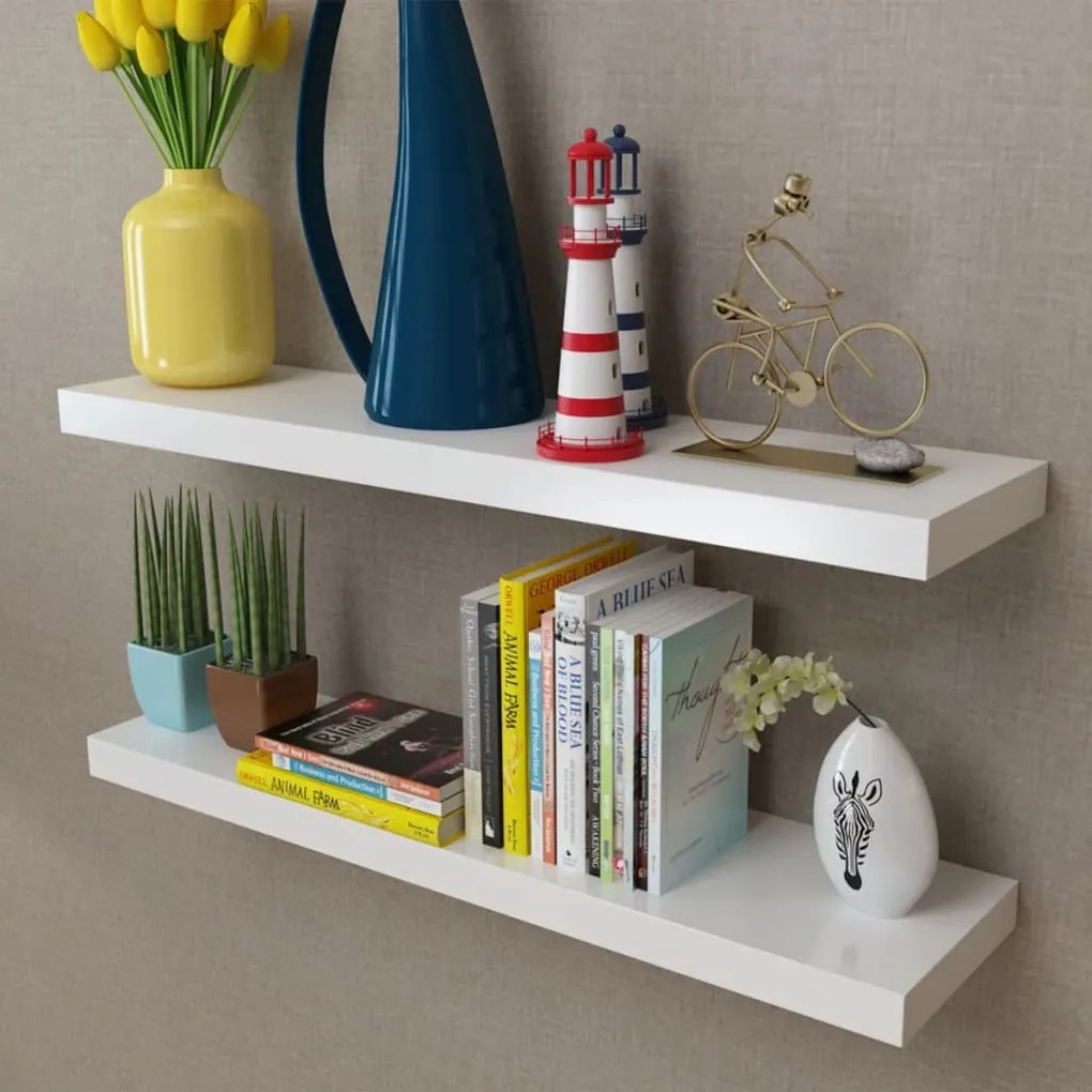 242184 vidaXL Prateleiras de parede para livros/DVD MDF branco