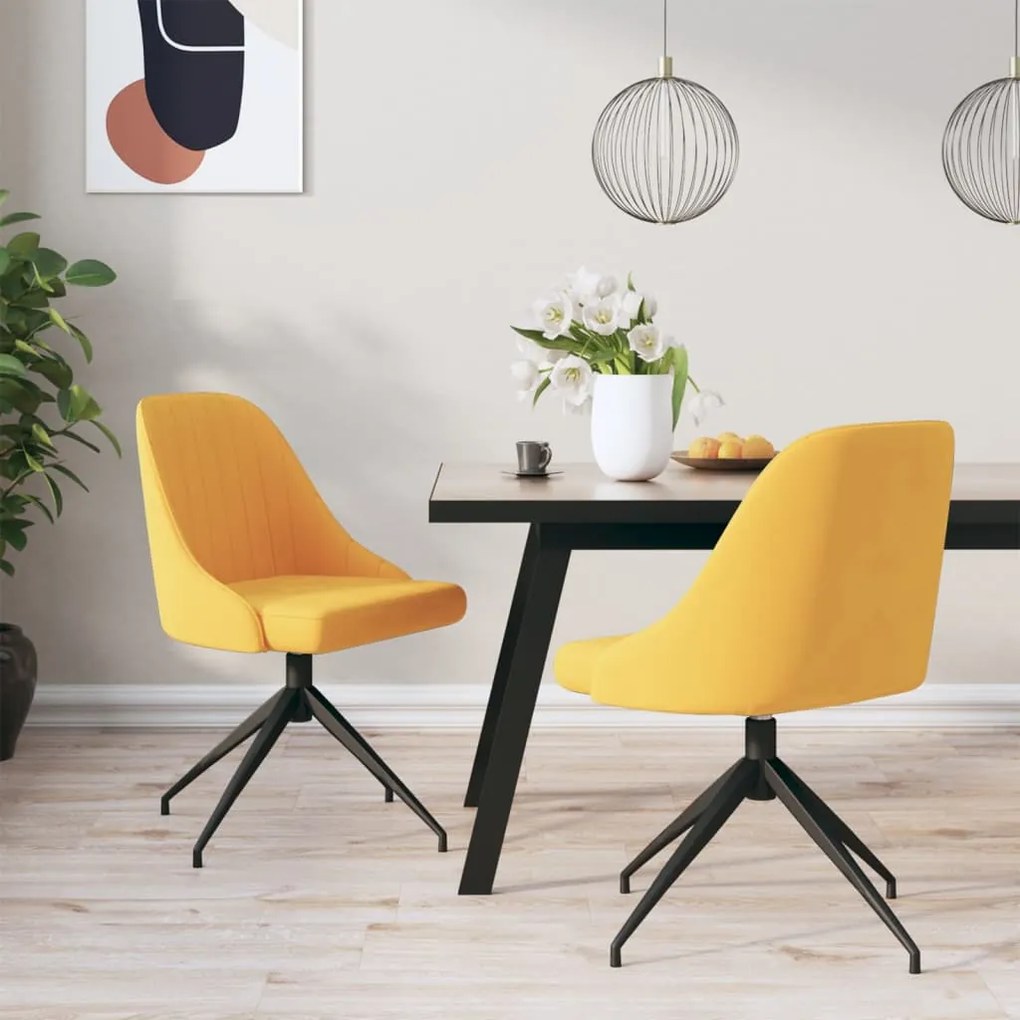 vidaXL Cadeiras de jantar 2 pcs veludo amarelo