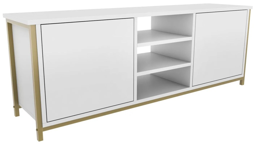 Móvel TV Otis – Dourado e Branco – 140 cm x 35,3 cm x 50,8 cm
