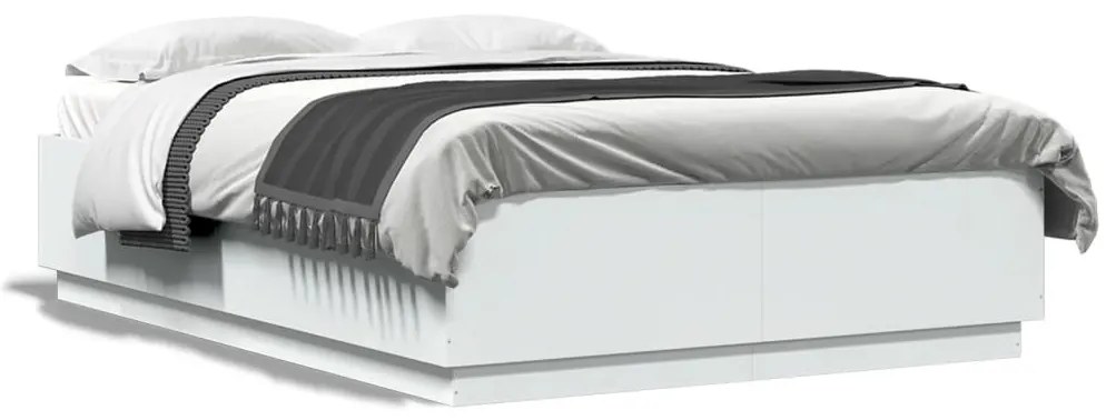 vidaXL Estrutura cama c/ luzes LED 120x200 cm derivados madeira branco