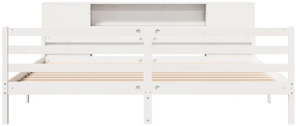Cama com estante sem colchão 200x200 cm pinho maciço branco