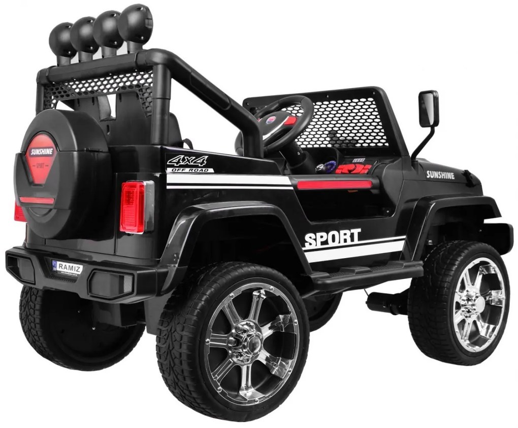 Jipe elétrico para Crianças NEW Raptor DRIFTER 4 x 4, 12V Rodas Espuma EVA, Assento couro Preto