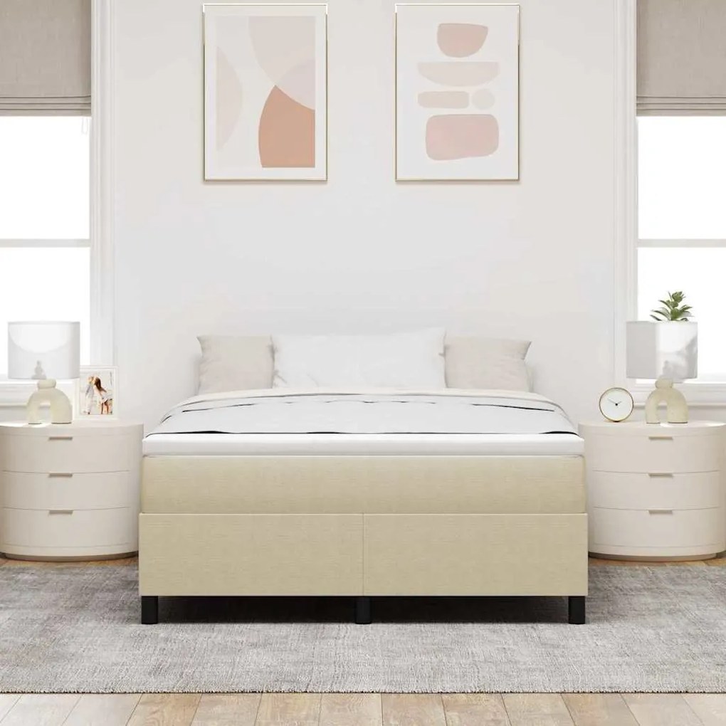 Cama Box vidaXL Verde Claro Cinza 160x200 cm Tecido Canelado