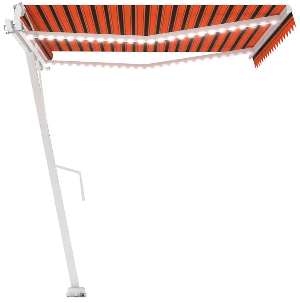 Toldo autom. LED e sensor de vento 400x300 cm laranja/castanho