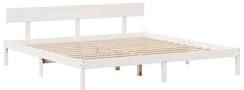 Cama com estante sem colchão 200x200 cm pinho maciço branco