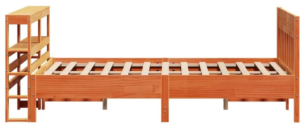 Cama sem colchão 160x200 cm madeira pinho maciço castanho-mel
