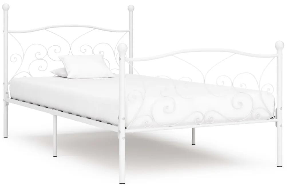 Estrutura de cama com estrado de ripas 100x200 cm metal branco