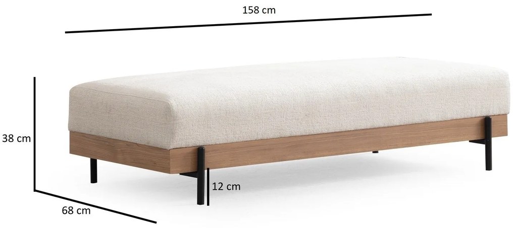 Pouffe Eti – Branco – 158 cm x 68 cm x 38 cm