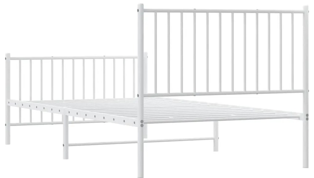 Estrutura de cama com cabeceira e pés 100x200 cm metal branco