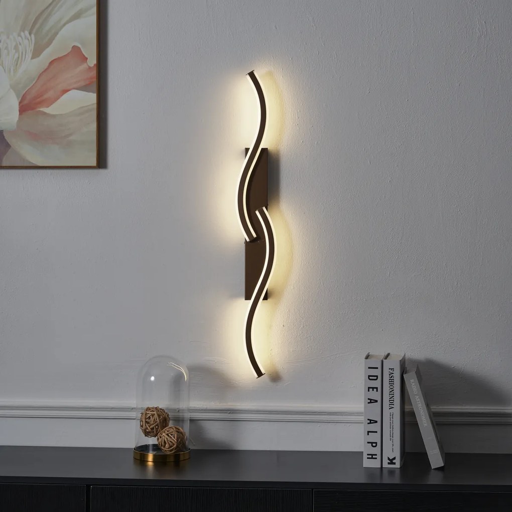 Candeeiro de parede de design bronze escuro regulável em 3 níveis 2-Light - Bummy