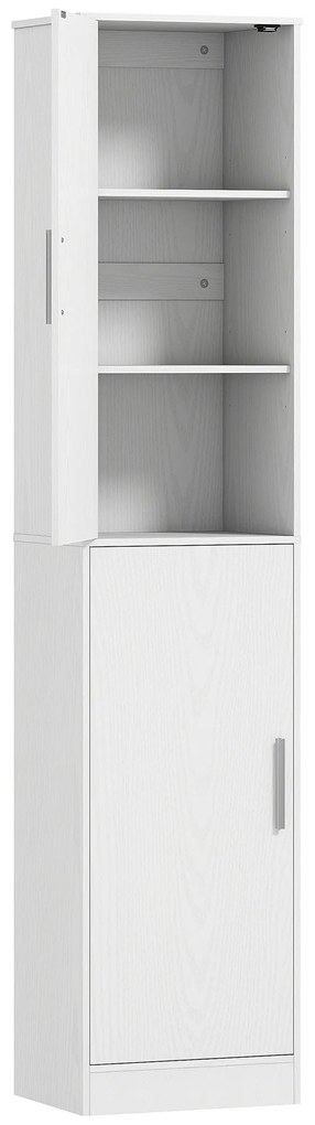 HOMCOM Móvel de Casa de Banho Coluna com 2 Portas e 4 Prateleiras Ajustáveis 40x35x180 cm Branco | Aosom Portugal