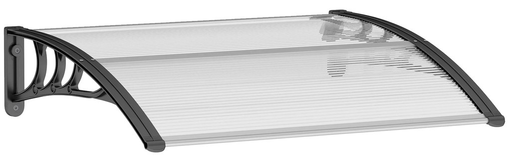Outsunny Marquise de Proteção 75x100 cm Portas Janelas Sol Chuva Suporte Alumínio Transparente Preto Durável Estilo Moderno | Aosom Portugal