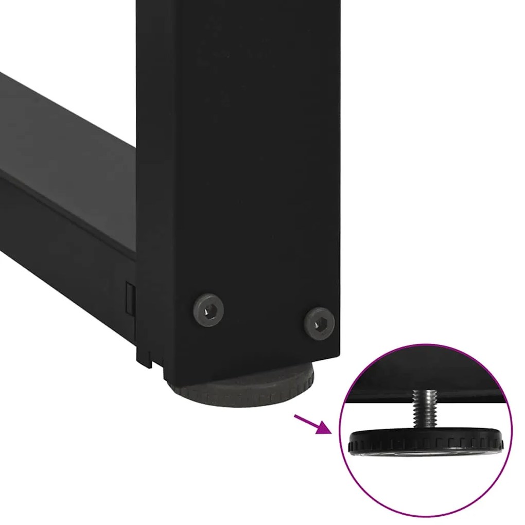 Pés de mesa de jantar em forma de T, 2 peças, preto, 70x35x(72-73) cm,